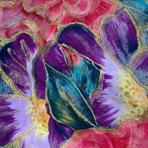 Vintage Denim Blue Jean Jacket Floral 80s Women’s Size Large - Picture 4 of 12